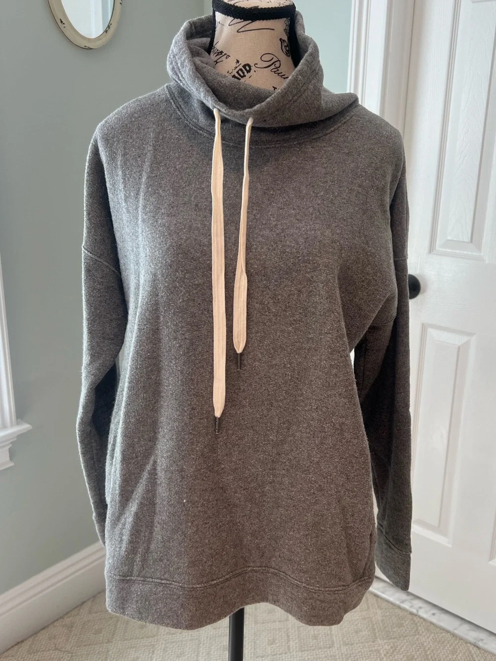 J.Crew Funnelneck Drawstring Pullover | Gray | Wool Blend | Size M | Like New